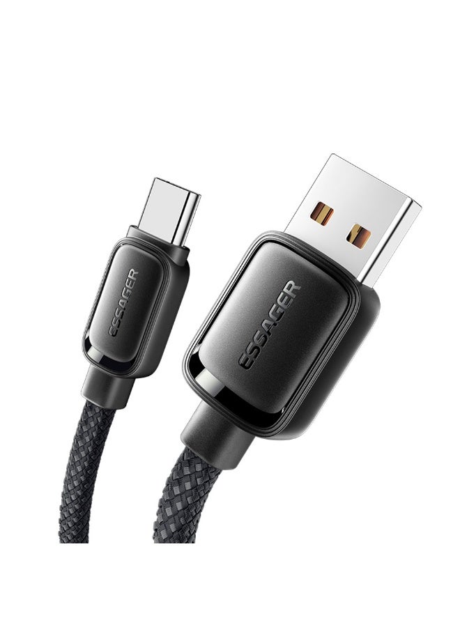 ايساجر كابل USB-C مغناطيسي من Essager بقوة 100 واط - USB-A إلى USB-C (PD 3.0، 7A) - مضفر من النايلون - أسود - 1 متر - Image 3