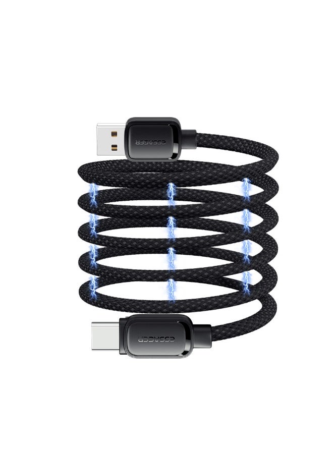 ايساجر كابل USB-C مغناطيسي من Essager بقوة 100 واط - USB-A إلى USB-C (PD 3.0، 7A) - مضفر من النايلون - أسود - 1 متر - Image 4