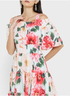 ELLA Cold Shoulder Printed Dress  - Image 3