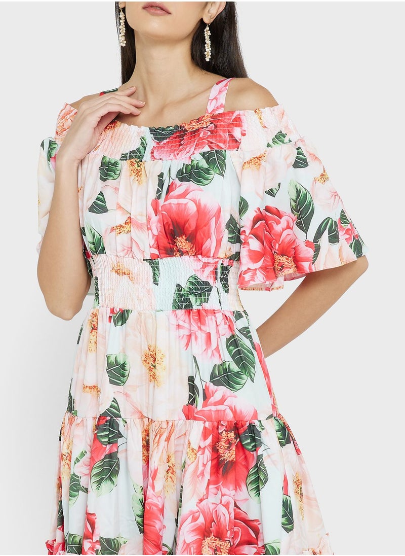 ELLA - Cold Shoulder Printed Dress - Image 1