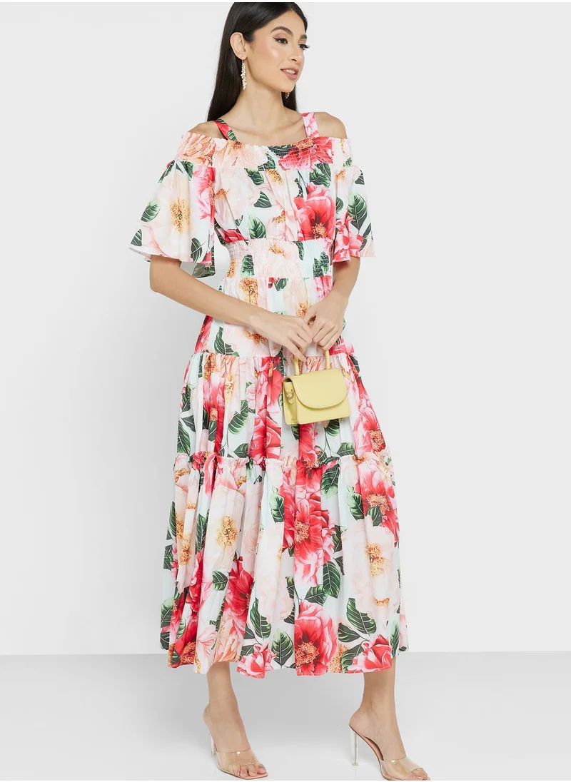 ELLA Cold Shoulder Printed Dress