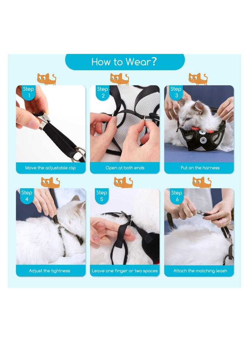 Y&D Small Dog Harness, All Weather Mesh, Cute Bowtie and Adjustable Metal Clip, with 1.2 Meter Rope, Easy Control for Dogs Cats  - Image 5