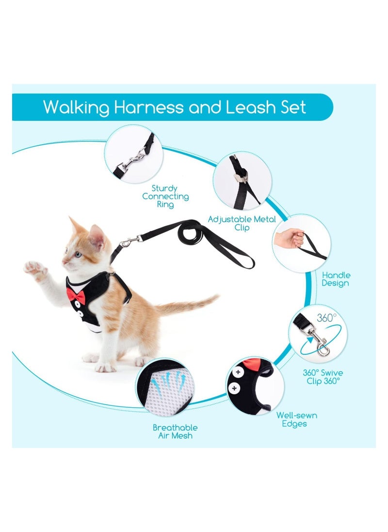 Y&D Small Dog Harness, All Weather Mesh, Cute Bowtie and Adjustable Metal Clip, with 1.2 Meter Rope, Easy Control for Dogs Cats  - Image 2