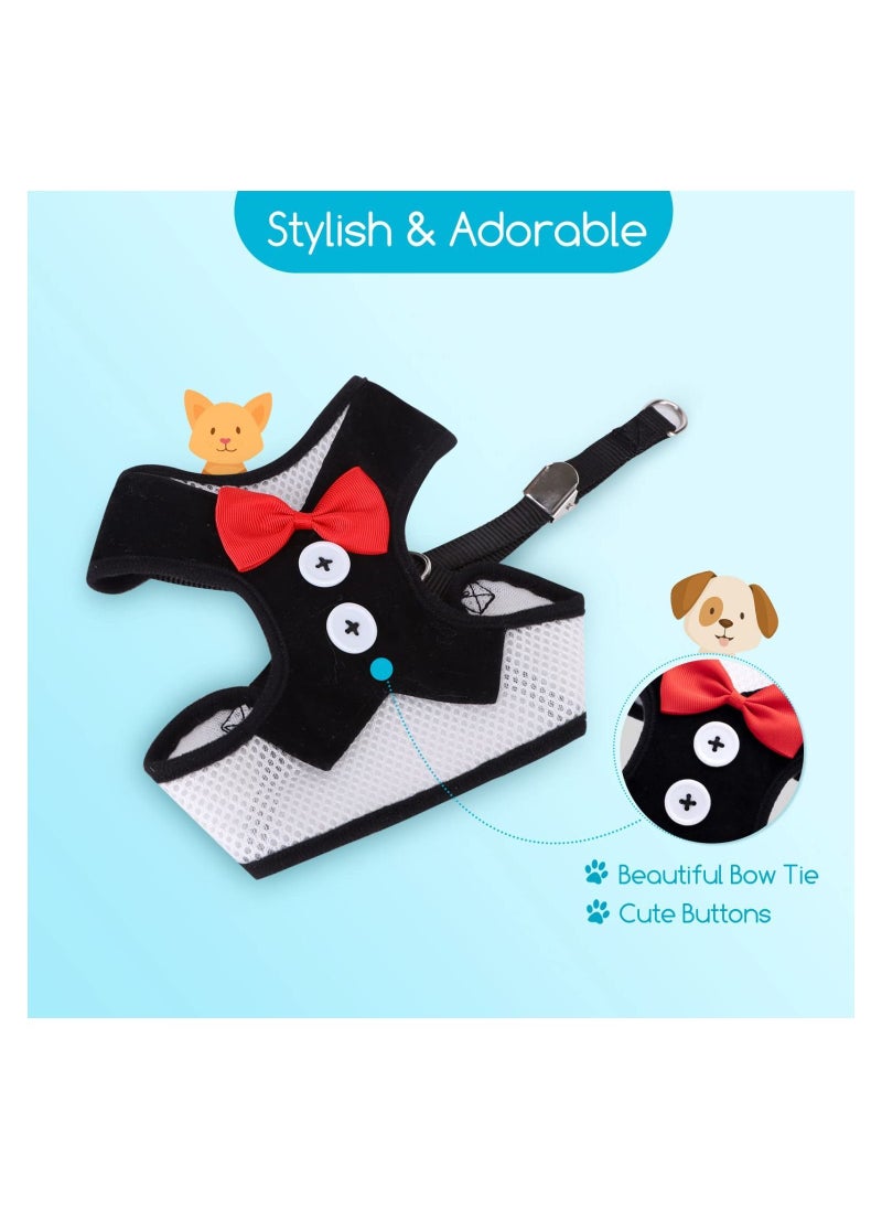 Y&D Small Dog Harness, All Weather Mesh, Cute Bowtie and Adjustable Metal Clip, with 1.2 Meter Rope, Easy Control for Dogs Cats  - Image 3