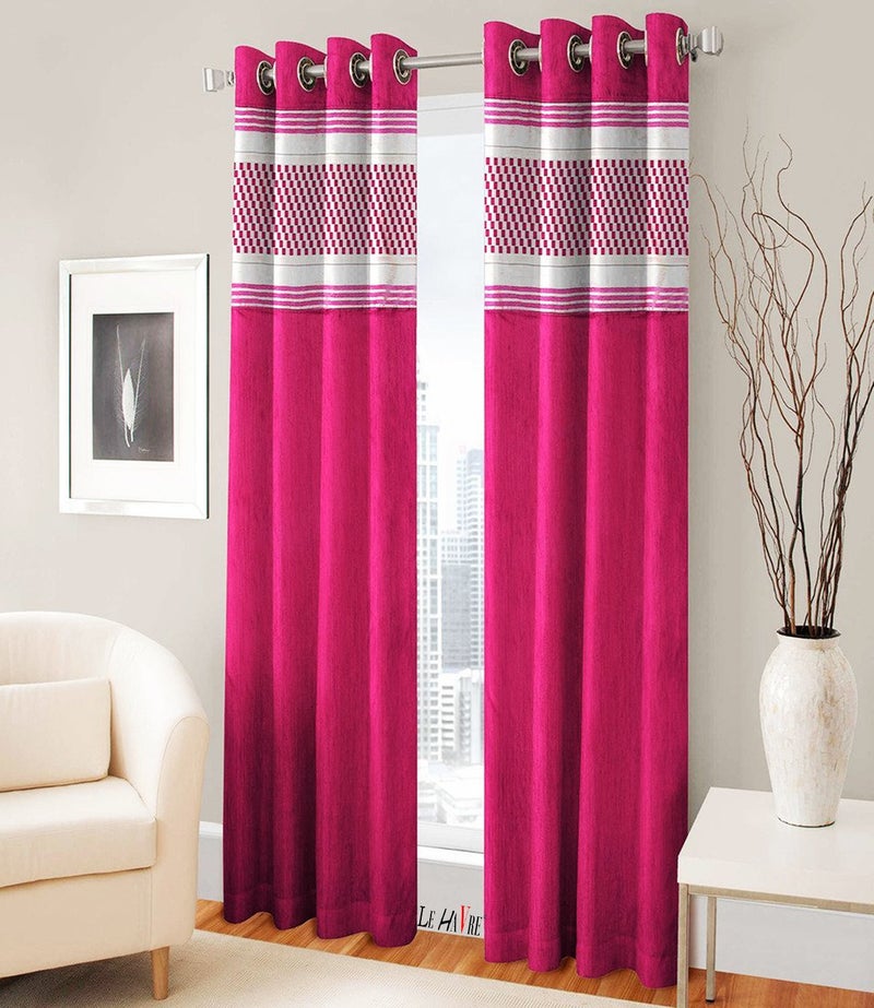 Milan Polyester Abstract Long Window Curtain (Pink, 4 X 6 Feet) - Pack of 2, Blackout - Image 2