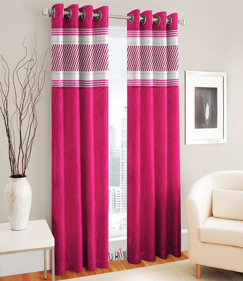 Milan Polyester Abstract Long Window Curtain (Pink, 4 X 6 Feet) - Pack of 2, Blackout - Image 1