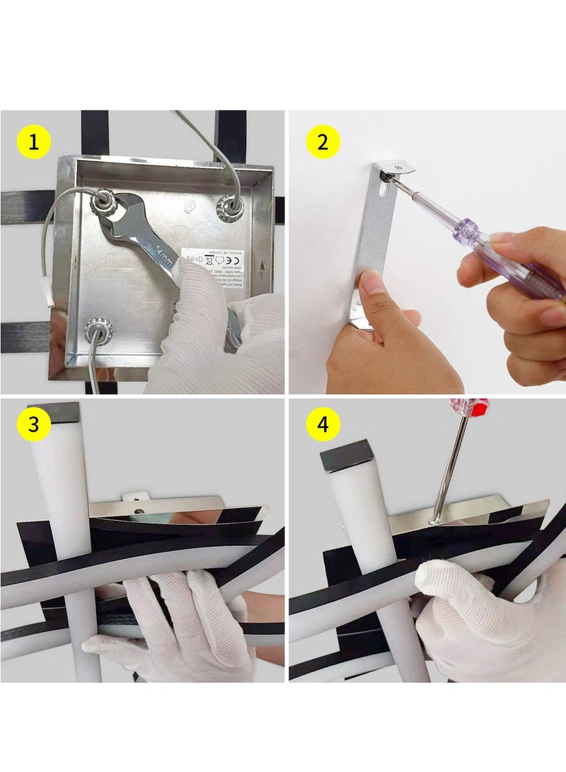 MIXDE Modern Design LED Ceiling Light,Wave Shape Pendant Light Fixture,6500K Cool White Light,Modern Chandelier for Living Room Dining Room - Image 4