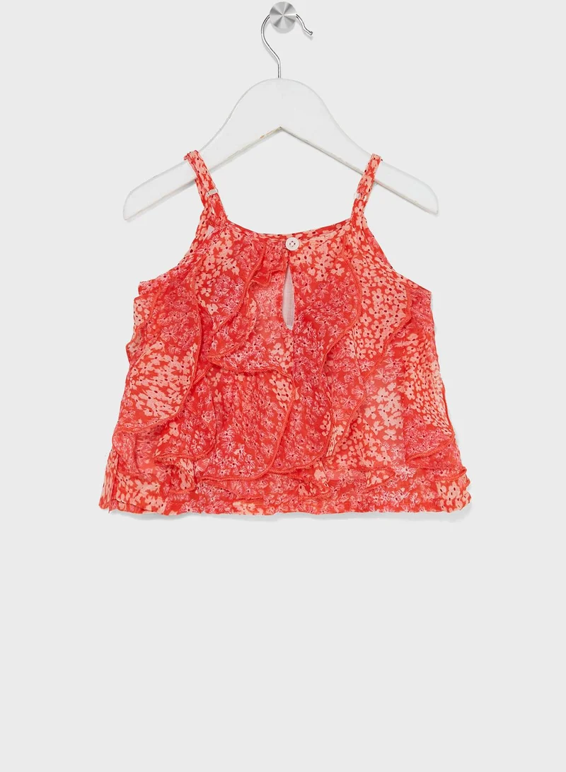 Nautinati Nauti Nati Girls Printed Ruffled Top With Shorts