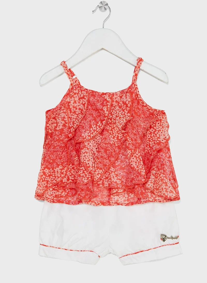 Nautinati Nauti Nati Girls Printed Ruffled Top With Shorts