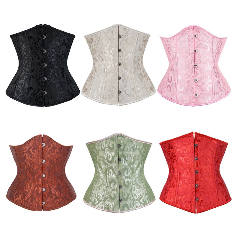 Vintage Corset Top, Jacquard Waist Shaper, Belly Control Bodice - Image 1