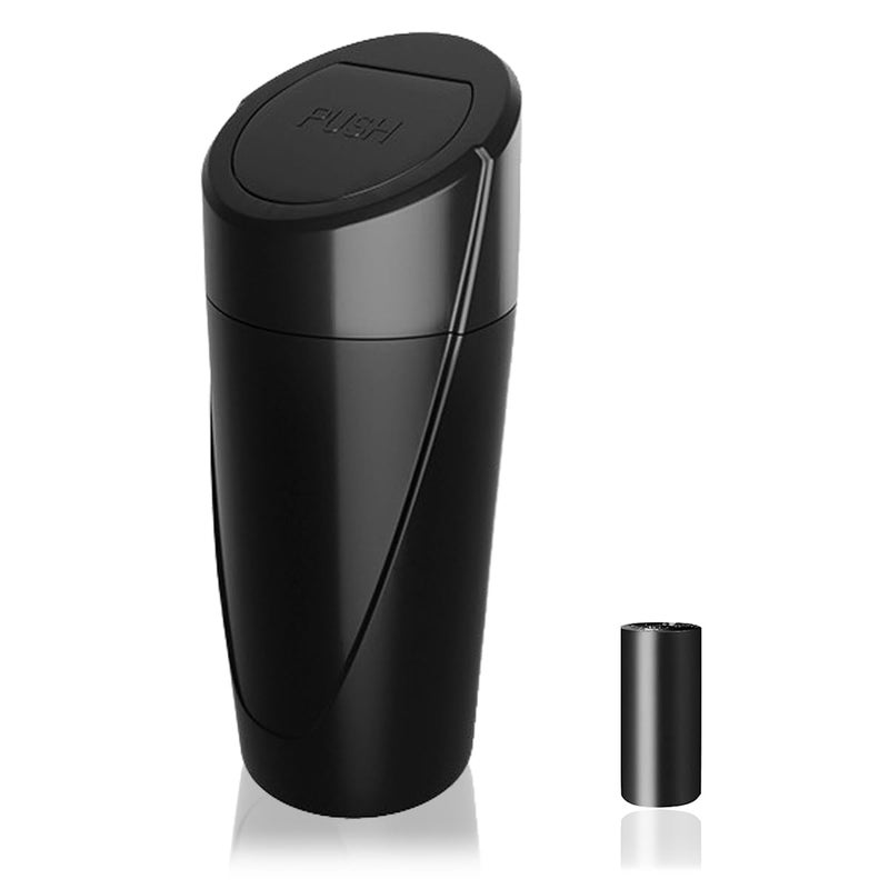 SGLRT Car Trash Can Bin with Lid  Car Garbage Can Cup Holder  Black Mini Leakproof Vehicle Trash Garbage Can Bin with 20pcs Trash BagsCar Organizers and Storage for Front Back Seat Accessories