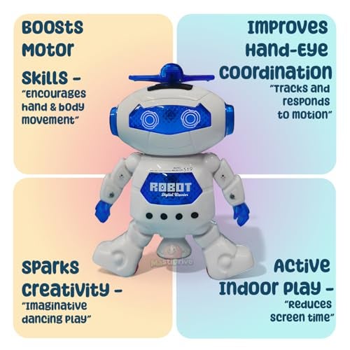 MASTIDRIVE Dancing Robot Toy for Kids |3D Lights Music Toy | Remote App Controlled | Gift for Boys & Girls 2+ Year | USB Rechargeable Type-C | Battery Operated Fun Toy for Boys Girls [White 99444-2] - Image 2