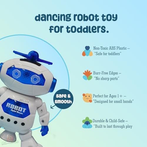 MASTIDRIVE Dancing Robot Toy for Kids |3D Lights Music Toy | Remote App Controlled | Gift for Boys & Girls 2+ Year | USB Rechargeable Type-C | Battery Operated Fun Toy for Boys Girls [White 99444-2] - Image 5