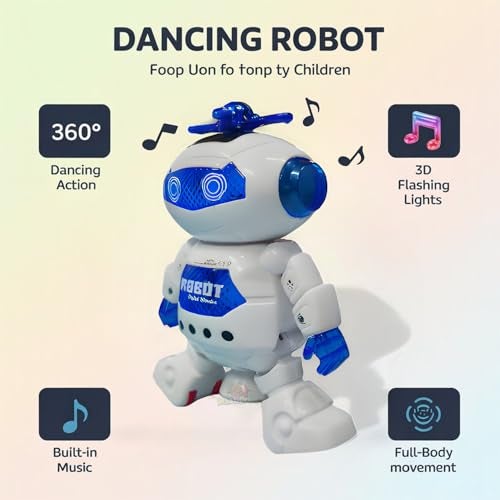 MASTIDRIVE Dancing Robot Toy for Kids |3D Lights Music Toy | Remote App Controlled | Gift for Boys & Girls 2+ Year | USB Rechargeable Type-C | Battery Operated Fun Toy for Boys Girls [White 99444-2] - Image 4