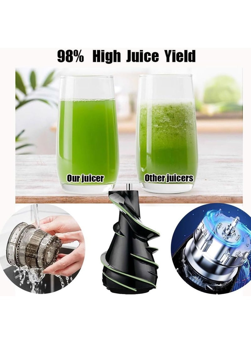 Stainless Steel Juicer Machines, Cold Press Juicer Machines With 3.2" Large Feed Chute, Slow Masticating Juice Extractor For Fruit And Vegetable, High Juice Yield Easy To Clean