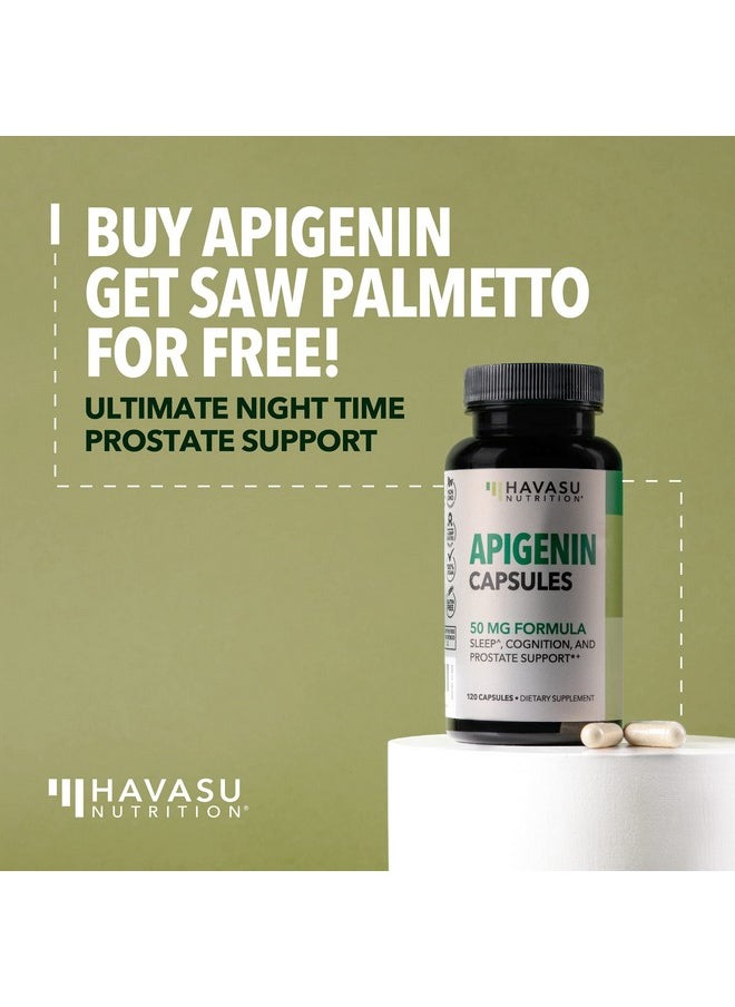 Havasu Nutrition - Apigenin 50Mg Supplement For Sleep Cognition  Natural Prostate Support For Men  Andrew Huberman Sleep Cocktail Supplement For Relaxation  Sleep Support  Nongmo Apigenin Mood Supplements - Image 1