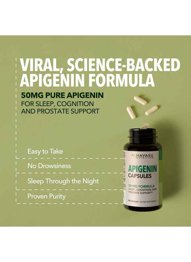 Havasu Nutrition - Apigenin 50Mg Supplement For Sleep Cognition  Natural Prostate Support For Men  Andrew Huberman Sleep Cocktail Supplement For Relaxation  Sleep Support  Nongmo Apigenin Mood Supplements - Image 1