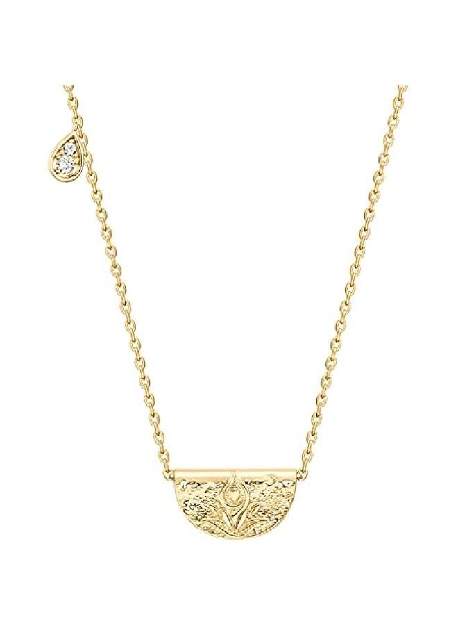 PAVOI - 14K Gold Plated Engraved Coin Pendant Necklaces for Women | Byzantine Coin Pendants | Bohemian Necklace - Image 1