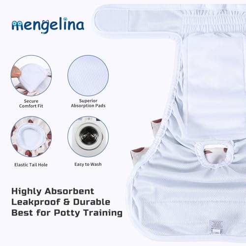 Mengelina Reusable Dog Diapers Female 3 Pack Doggie Diapers for Period Heat Incontinence Puppy Training (Medium, Animal Print) - Image 5