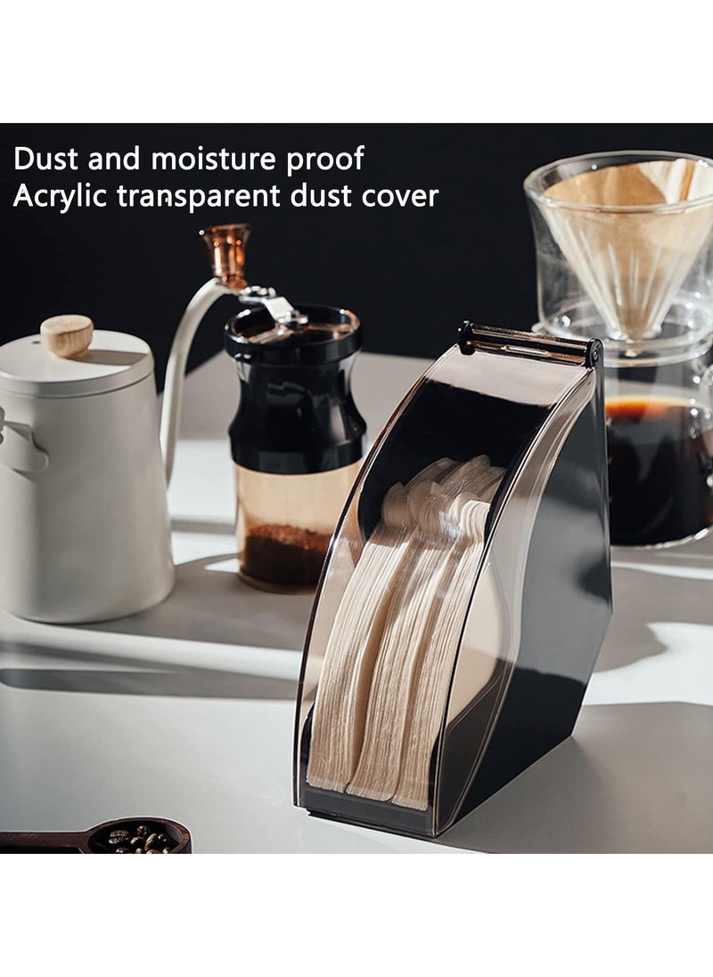 Arabest Coffee Filter Holder, Acrylic Coffee Filter Box with Dustproof Cover, Coffee Filter Paper Holder Storage Dispenser Rack for Kitchen Cafes, Storage Capacity of 100 Pcs Paper Filters  - Image 4