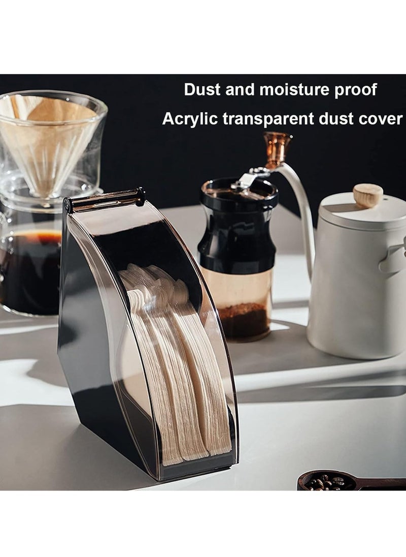 Arabest - Coffee Filter Holder, Acrylic Coffee Filter Box with Dustproof Cover, Coffee Filter Paper Holder Storage Dispenser Rack for Kitchen Cafes, Storage Capacity of 100 Pcs Paper Filters - Image 1