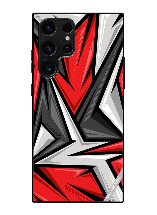 Protective Case Cover For Samsung Galaxy S25 Ultra Texture Sports Racing Style Red Color Design Multicolour