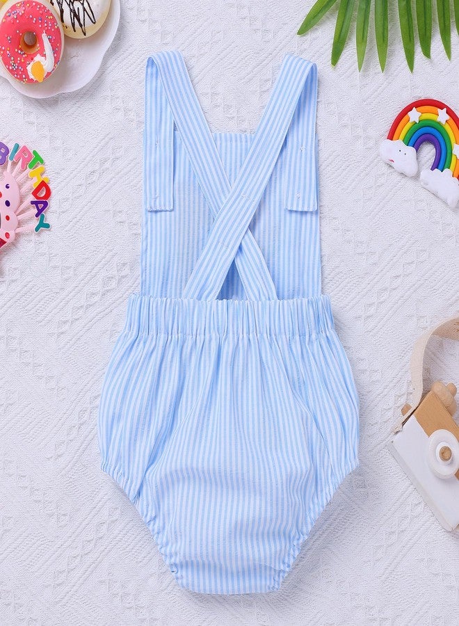 AWIBMK Wild One Birthday Outfit Boy Jungle Safari Baby Bubble Romper Backless Overalls Caske Smash Photo Shoot Outfits Blue Cake 12-18 Months - Image 2