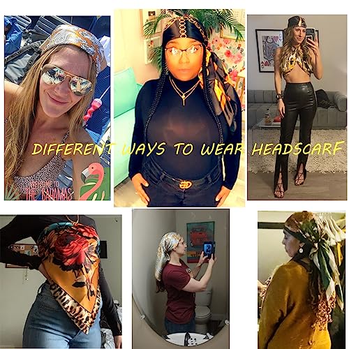 K-Elewon 35" Large Women's Satin Square Silk Feeling Hair Scarf Wrap Headscarf SK094-04 - Image 5