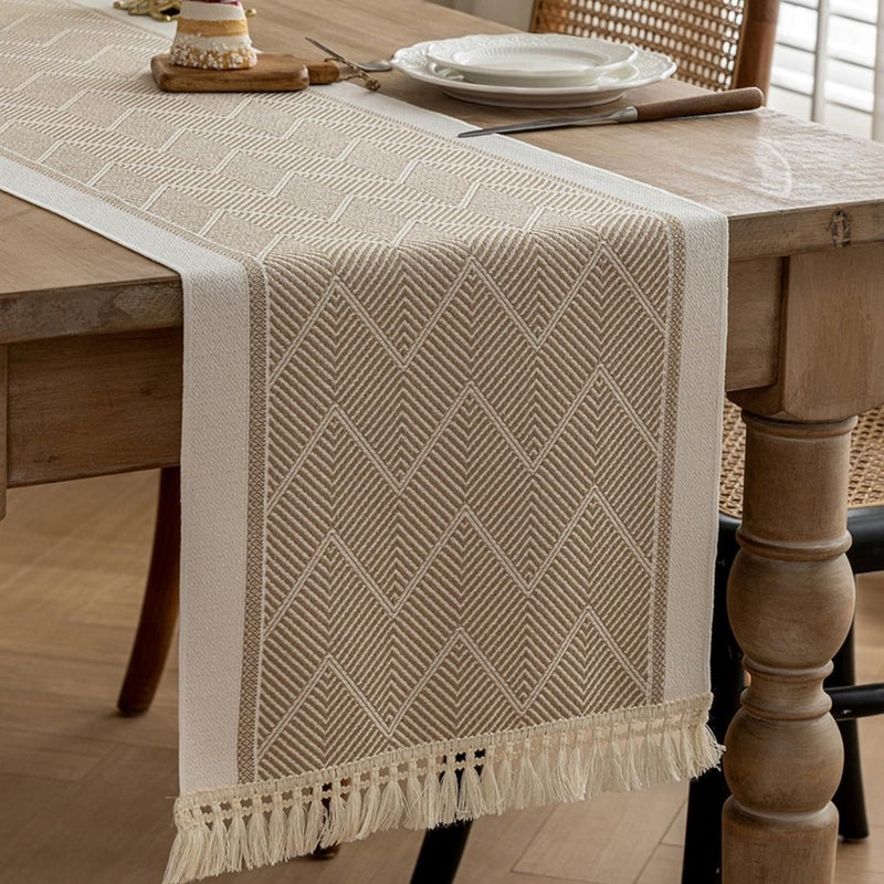 72-Inch Boho Linen Fall Table Runner, 180x35cm Rustic Table Decor for Dining Room, Ideal for Home and Party - Image 1
