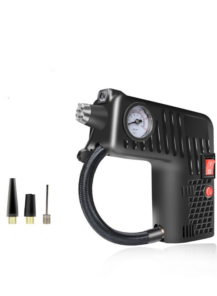 Generic Car Tire Inflator Air Compressor 12V Fast Portable Air Pump with High Brightness Headlight for Car Bicycle Motorcycle Spherical Air Bed  - Image 1