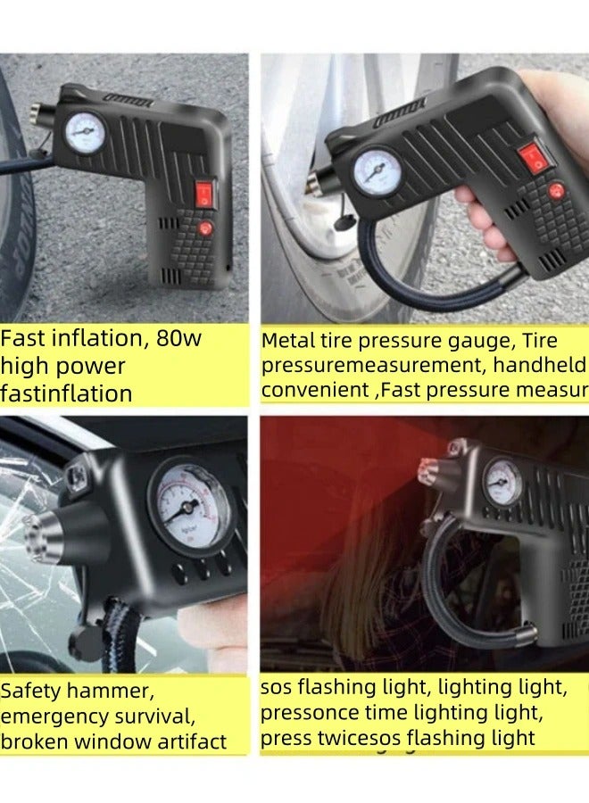 Generic Car Tire Inflator Air Compressor 12V Fast Portable Air Pump with High Brightness Headlight for Car Bicycle Motorcycle Spherical Air Bed  - Image 3