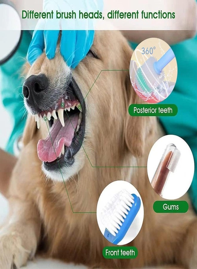 AZOFFYIU Triple Head & Double Head Dog Toothbrush Set, Finger Rubber Toothbrush, Multi-Angle Dental Cleaning Brushes for Cat Oral Health - Image 3