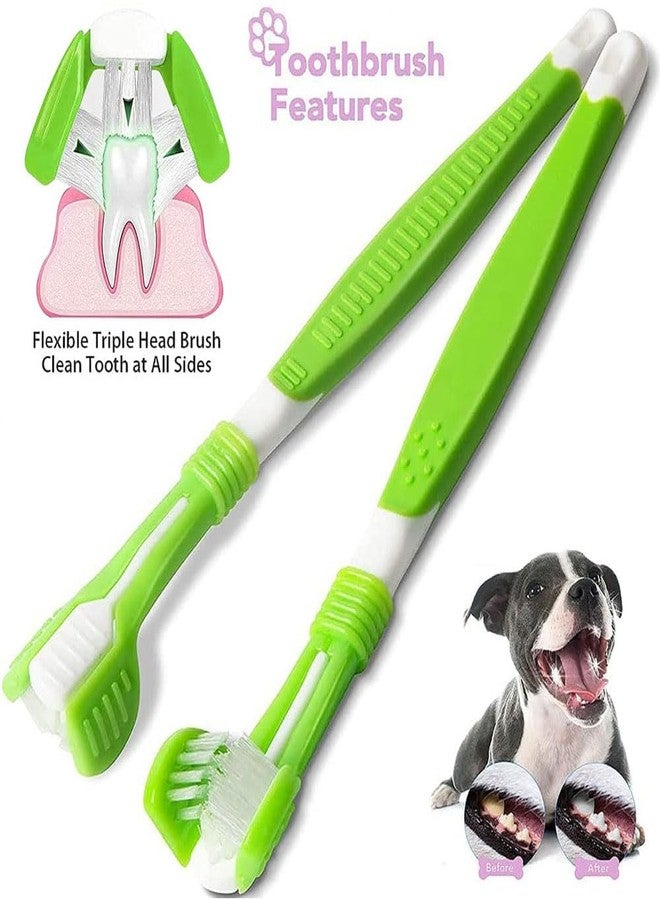 AZOFFYIU Triple Head & Double Head Dog Toothbrush Set, Finger Rubber Toothbrush, Multi-Angle Dental Cleaning Brushes for Cat Oral Health - Image 5