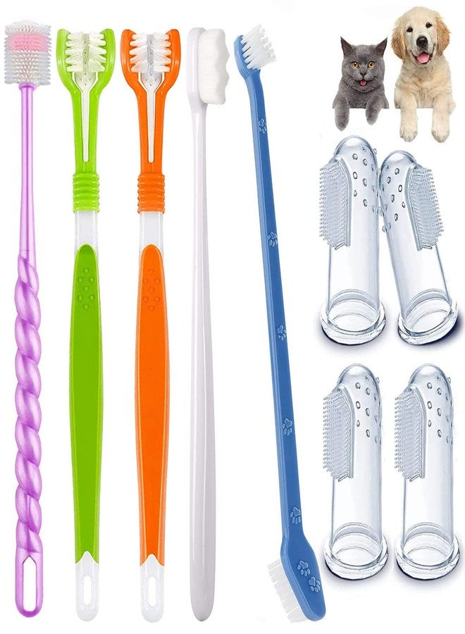 AZOFFYIU Triple Head & Double Head Dog Toothbrush Set, Finger Rubber Toothbrush, Multi-Angle Dental Cleaning Brushes for Cat Oral Health - Image 1