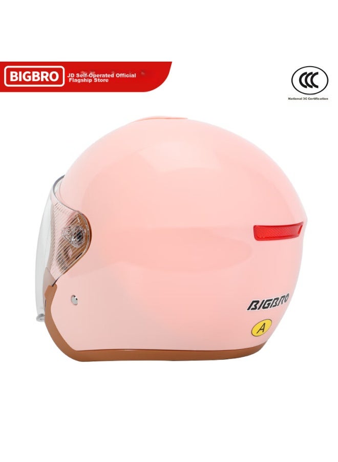 Bigbro602 New National Standard Class A Motorcycle Helmet, Uni, Winter Warm, Electric Scooter Half Helmet, Pink, L - Image 3