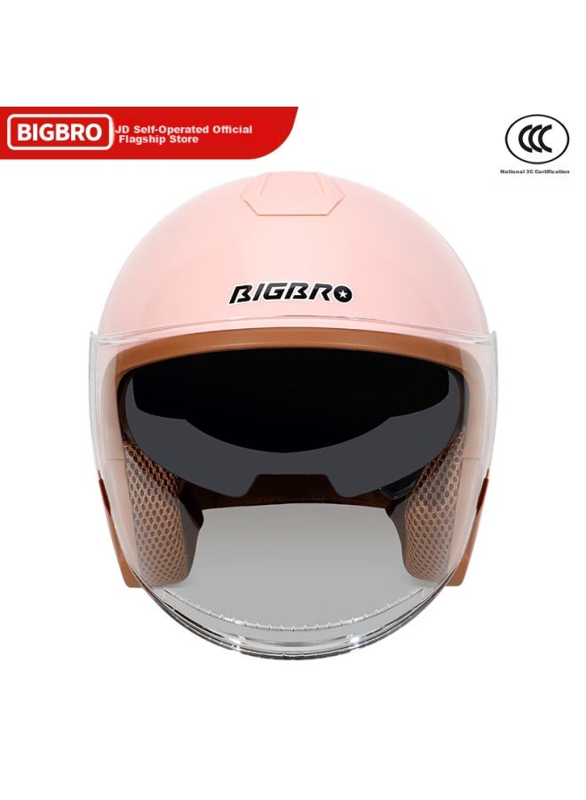 Bigbro602 New National Standard Class A Motorcycle Helmet, Uni, Winter Warm, Electric Scooter Half Helmet, Pink, L - Image 2