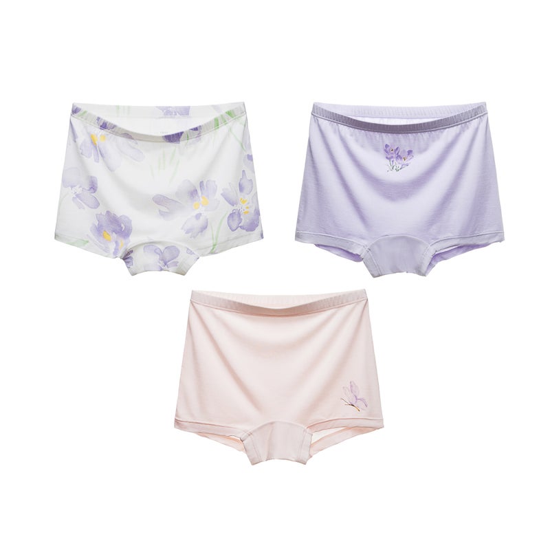 Childrens Thin Ice Silk Girls Underwear Class A Bacteriostatic Boxer Shorts Breathable Boxer Shorts for Children and Students Girls H1398/ink flowers PJ1011 