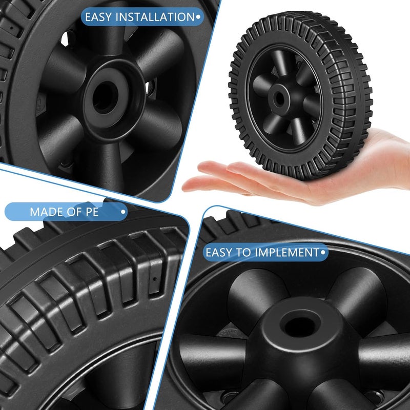 NUOBESTY 2pcs 6 Inch Bbq Grill Wheels Replacement Parts For Grill Cart And Hand Truck, Heavy Duty Plastic Wheels For Universal Barbecue, Utility, And Mower Carts Black - Image 5