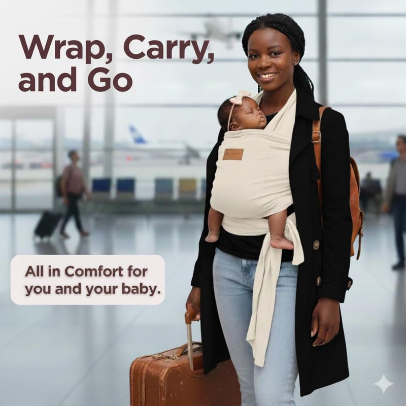 Max&So Baby Wraps Carrier Newborn to Toddler â€“ Soft, Hands-Free & Stretchy â€“ Cotton â€“ Ergonomic, Breathable, Machine Washable â€“ Newborn Baby Sling Carrier â€“ Adjustable Fit (8-35 lbs) - Image 2