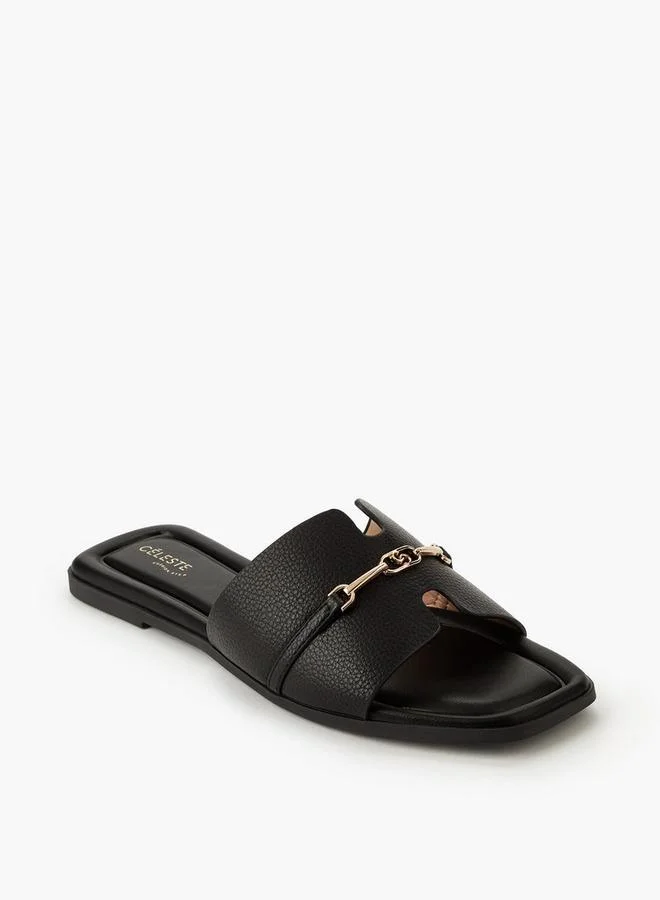 Celeste Women Metal Accent Slip-On Sandals