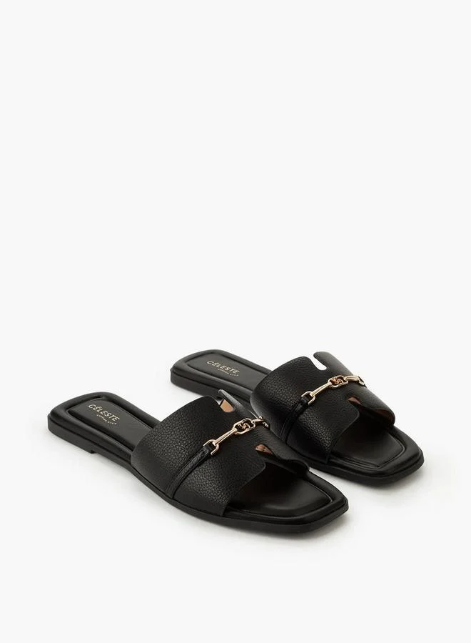 Celeste Women Metal Accent Slip-On Sandals