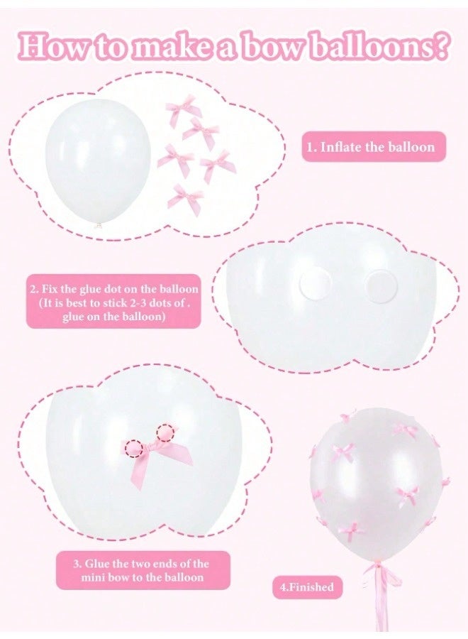 SenRan 32-Piece Pink Latex Balloon Party Set: 10 Latex Balloons, 20 Satin Ribbon Bows & 2 Clear Adhesive Dots - Perfect for Valentine's Day, Birthdays, Weddings, Photoshoots, Princess Parties, Bridal Showers & Bachelorette Decorations - Image 5