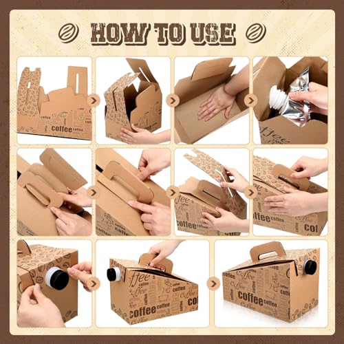 Resholder 10 Pack Disposable Coffee Box Dispensers 96 oz Insulated Portable Coffee Carrier Containers with Handle for Parties Catering Liquid Carrier - Image 3