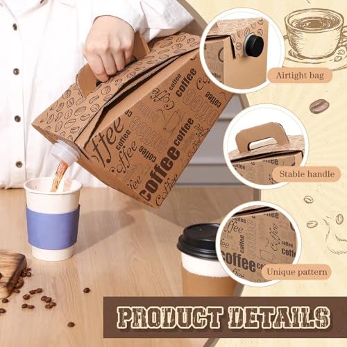 Resholder 10 Pack Disposable Coffee Box Dispensers 96 oz Insulated Portable Coffee Carrier Containers with Handle for Parties Catering Liquid Carrier - Image 4