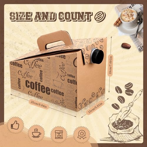 Resholder 10 Pack Disposable Coffee Box Dispensers 96 oz Insulated Portable Coffee Carrier Containers with Handle for Parties Catering Liquid Carrier - Image 2
