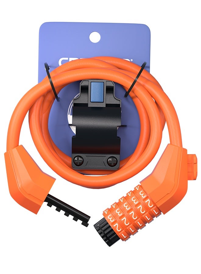 CREEPER قفل دراجة، 1200*12 مم، مع قاعدة قفل مجانية، قفل مركب برتقالي مكون من 5 أرقام - Image 1