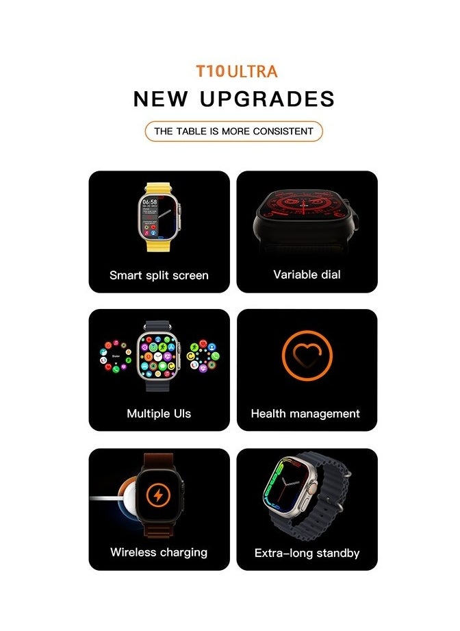 Generic - T10 Ultra Smart Watch 2.09-Inch HD Display with Bluetooth Calling Sleep and Heart Rate Monitoring IP67 Waterproof - Image 1