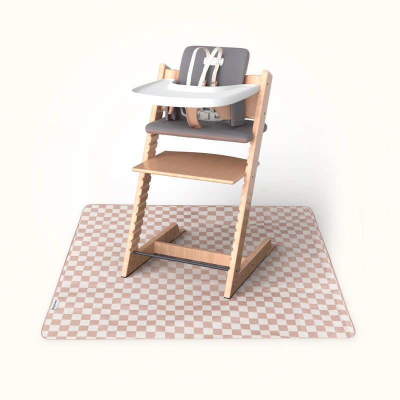 Tiny Twinkle Splat Mat for Under High Chair or Table | 51" x 51" Waterproof & Mess-Proof High Chair Mat for Baby, Machine Washable for Mealtime or Art(Grey) - Image 1