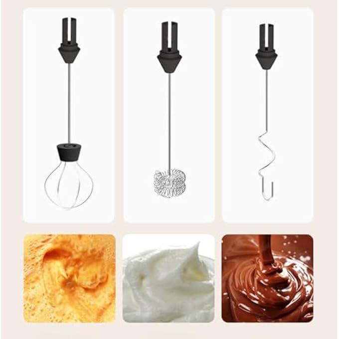 Meichoon Rechargeable Automatic Milk Frother Handheld With 3 Replacement Mixing Heads 3 Speeds For Latte Coffee Hot Chocolate Purple Kt52 Purple - Image 5