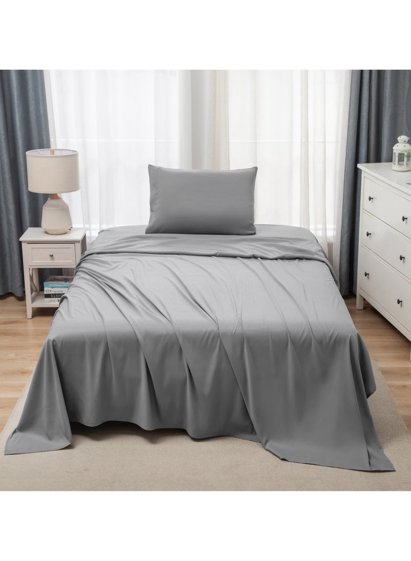 Panax Bedding Single Bed Sheets Set - 3 Piece Bedding - Brushed Microfiber - Shrinkage and Fade Resistant - Easy Care (Light Grey, Single) - Image 1